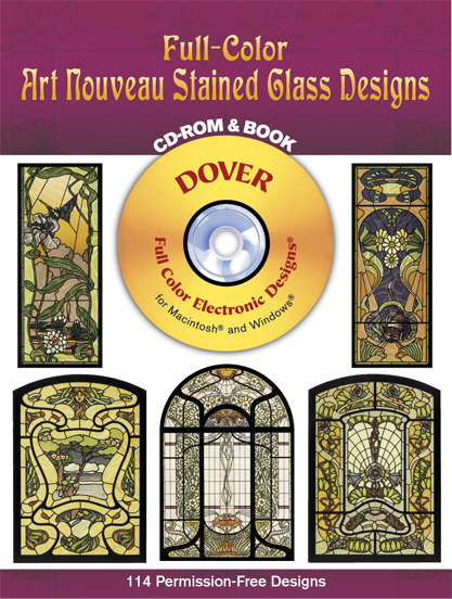 книга Full-Color Art Nouveau Stained Glass Designs CD-ROM and Book, автор: Arnold Lyongrun (Illustrator)